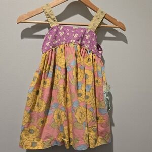 Matilda Jane Pink and Purple Sundress‎ Floral Girls Size 4 Pockets